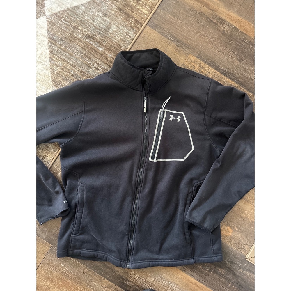 Under Armour Storm1 Mens Black Softshell Full Zip Fleece Jacket 2XL Chest Pocket